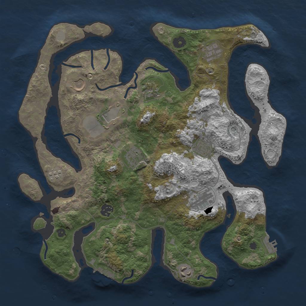 Rust Map: Procedural Map, Size: 3700, Seed: 4442362, 18 Monuments