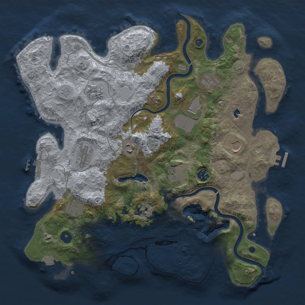Rust Map: Procedural Map, Size: 4000, Seed: 71283, 16 Monuments