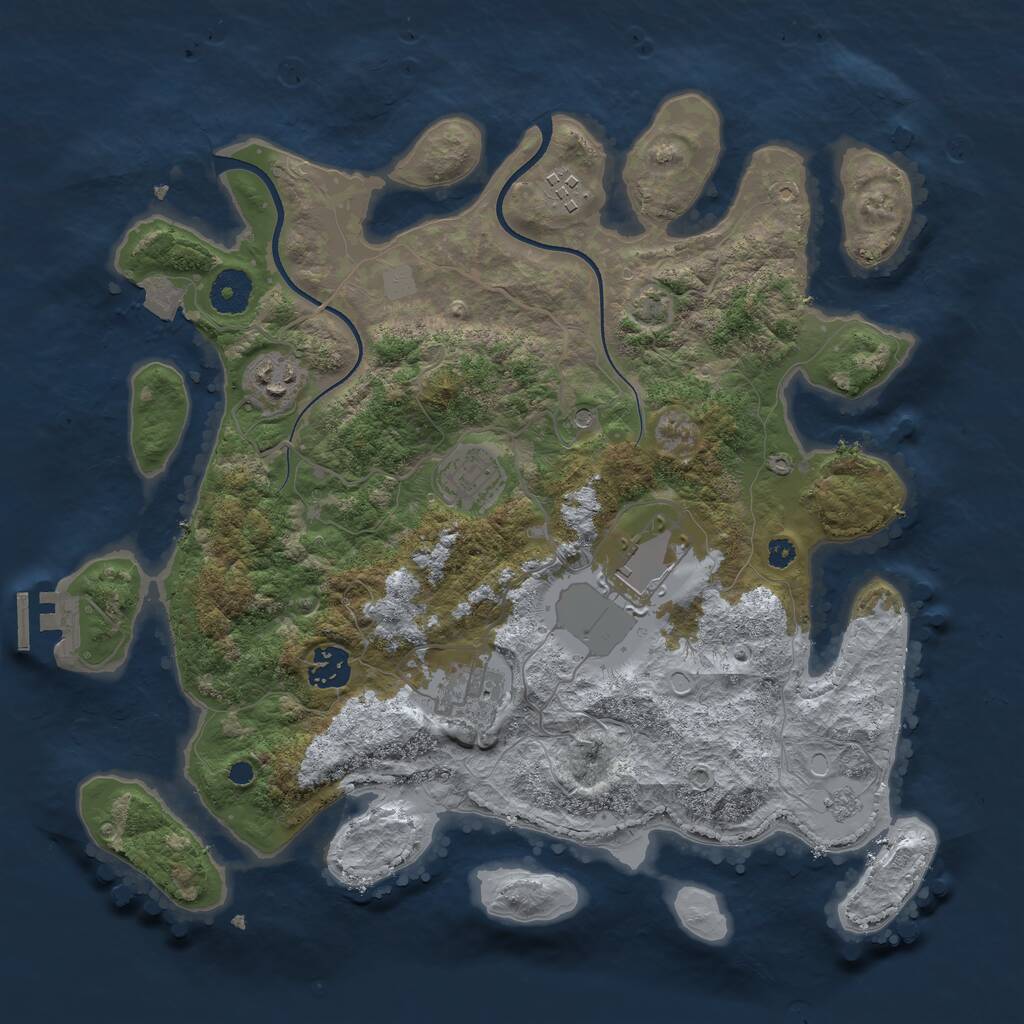 Rust Map: Procedural Map, Size: 3550, Seed: 657215, 11 Monuments
