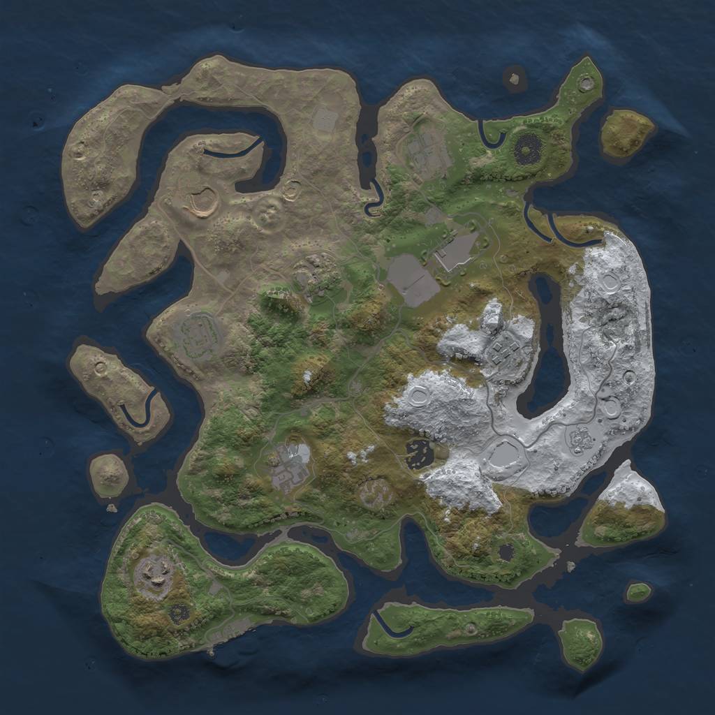 Rust Map: Procedural Map, Size: 3550, Seed: 999589, 16 Monuments