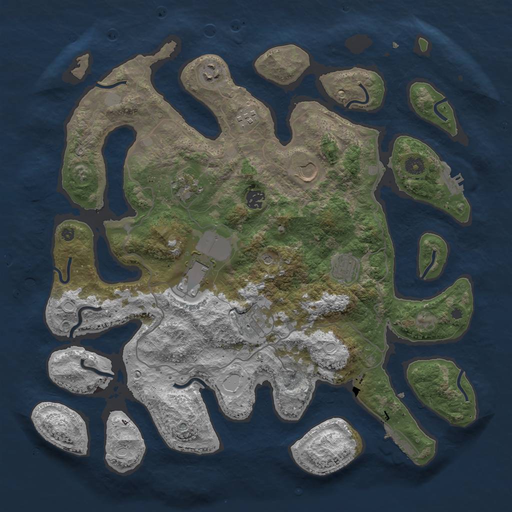 Rust Map: Procedural Map, Size: 4000, Seed: 732546, 16 Monuments