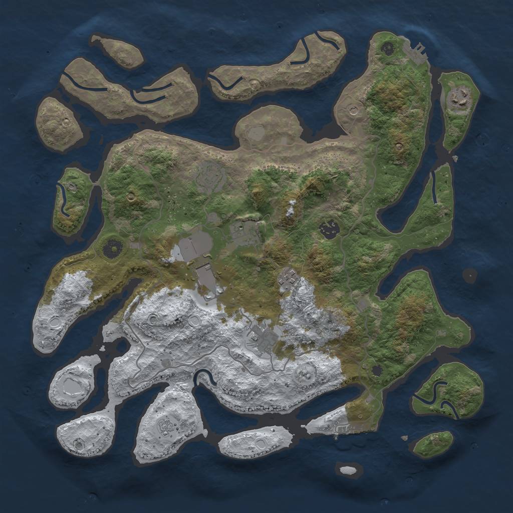 Rust Map: Procedural Map, Size: 4000, Seed: 473621, 16 Monuments