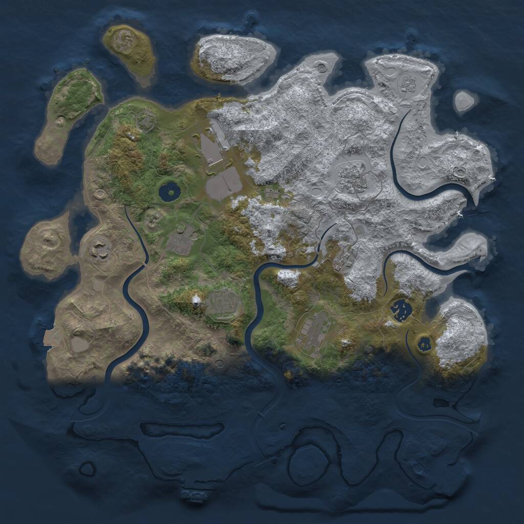 Rust Map: Procedural Map, Size: 3800, Seed: 1231752235, 14 Monuments