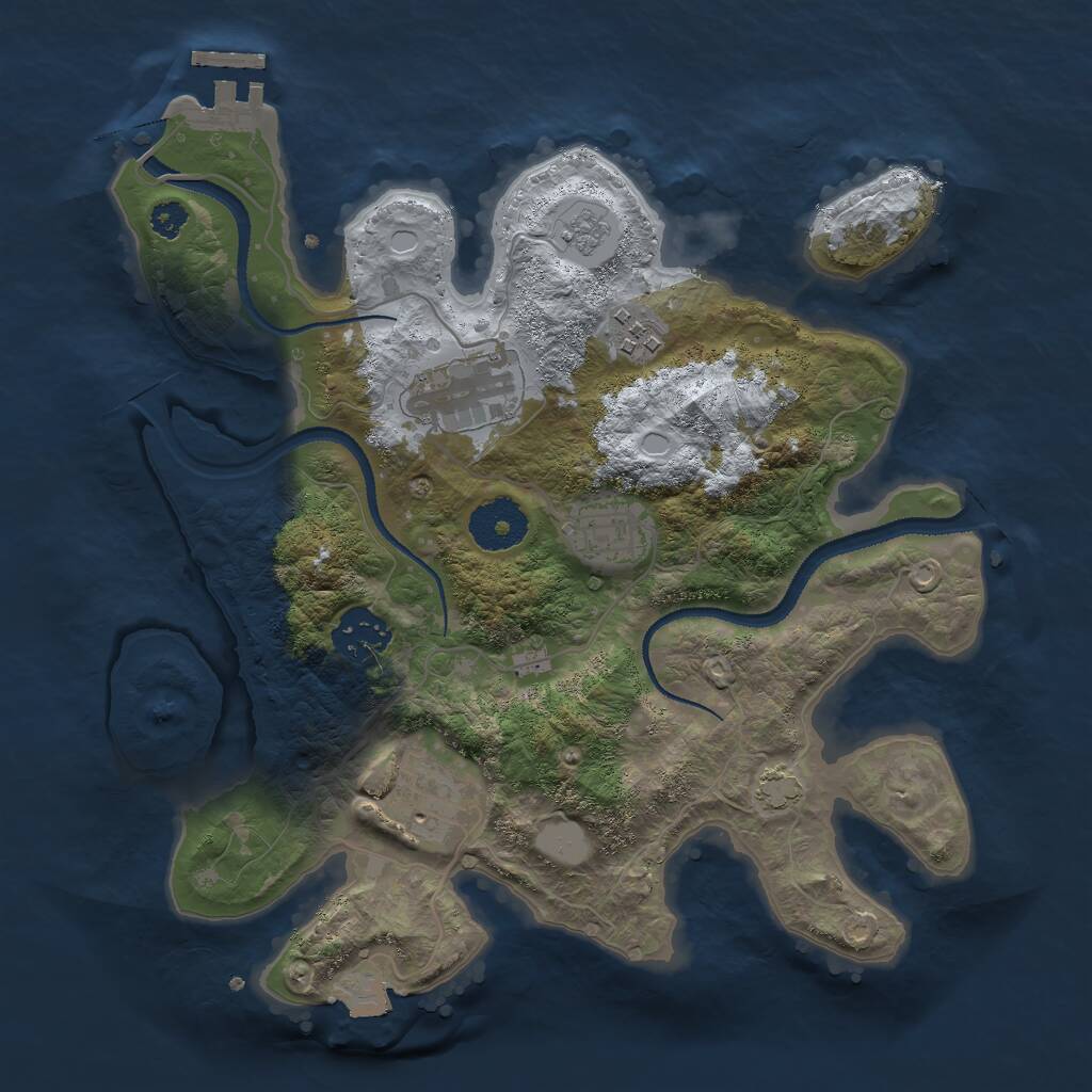 Rust Map: Procedural Map, Size: 3000, Seed: 980008, 9 Monuments