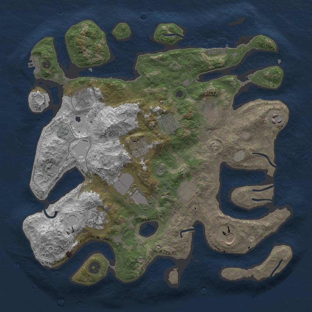 Rust Map: Procedural Map, Size: 3850, Seed: 2047151526, 18 Monuments