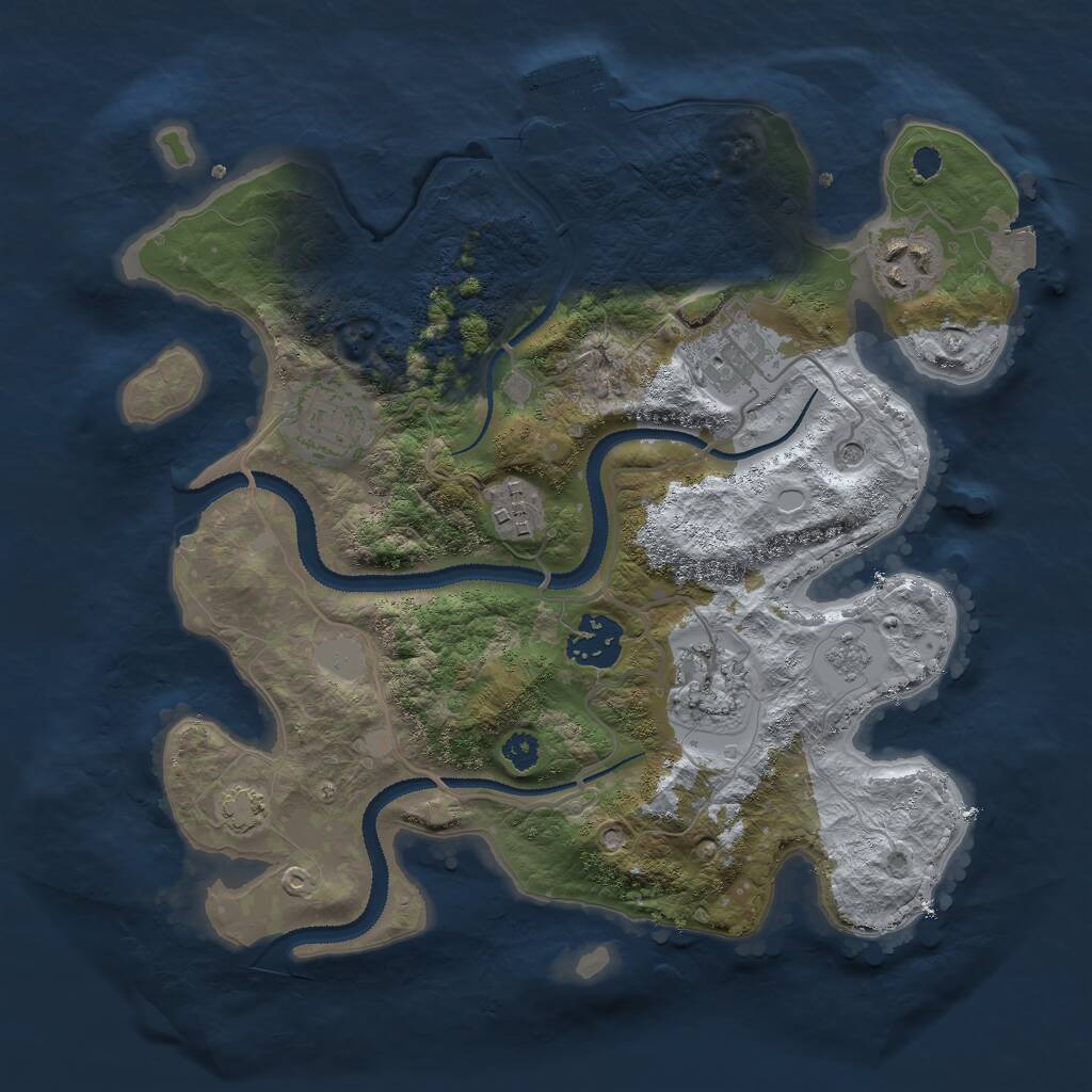 Rust Map: Procedural Map, Size: 3000, Seed: 704440, 11 Monuments