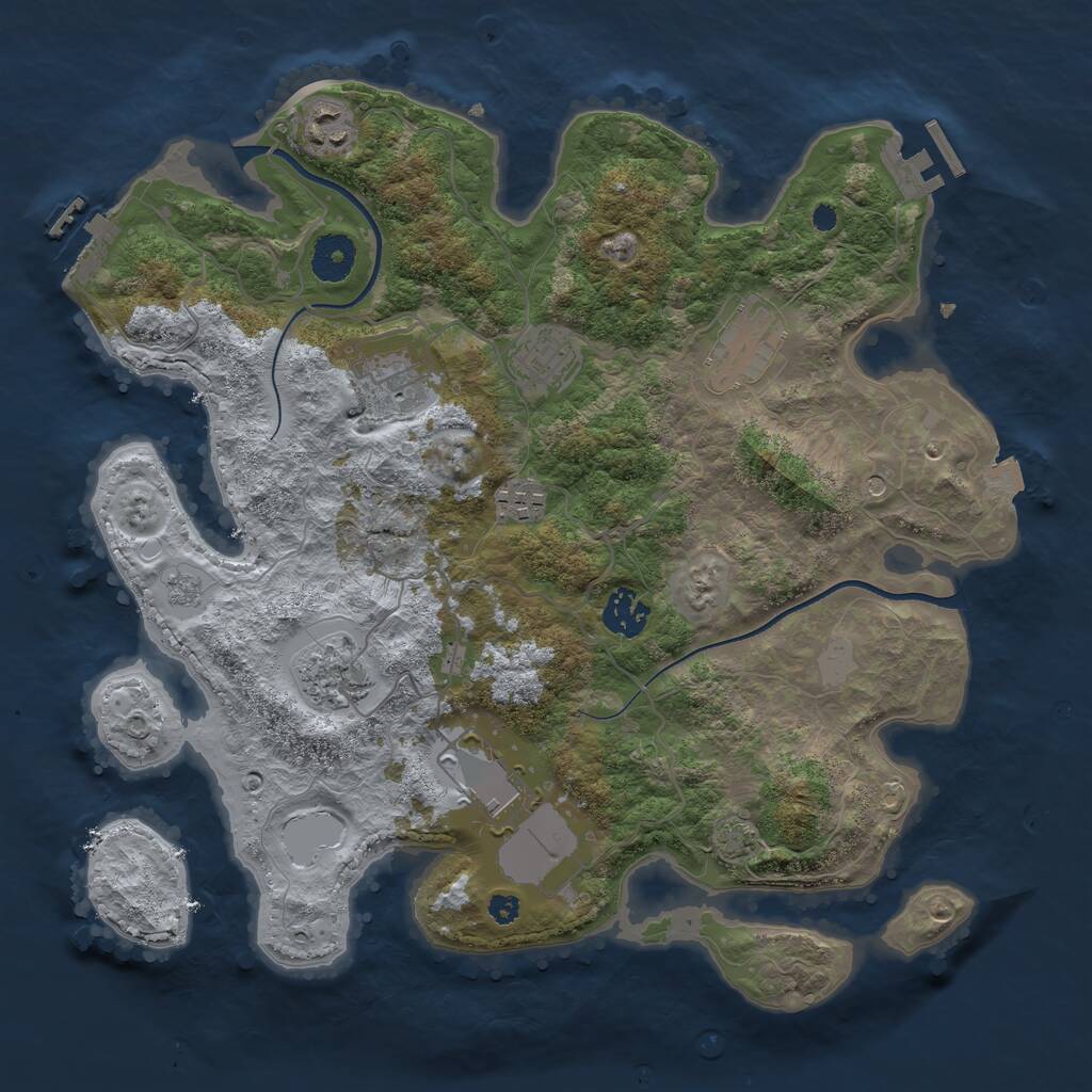 Rust Map: Procedural Map, Size: 3550, Seed: 541041, 14 Monuments