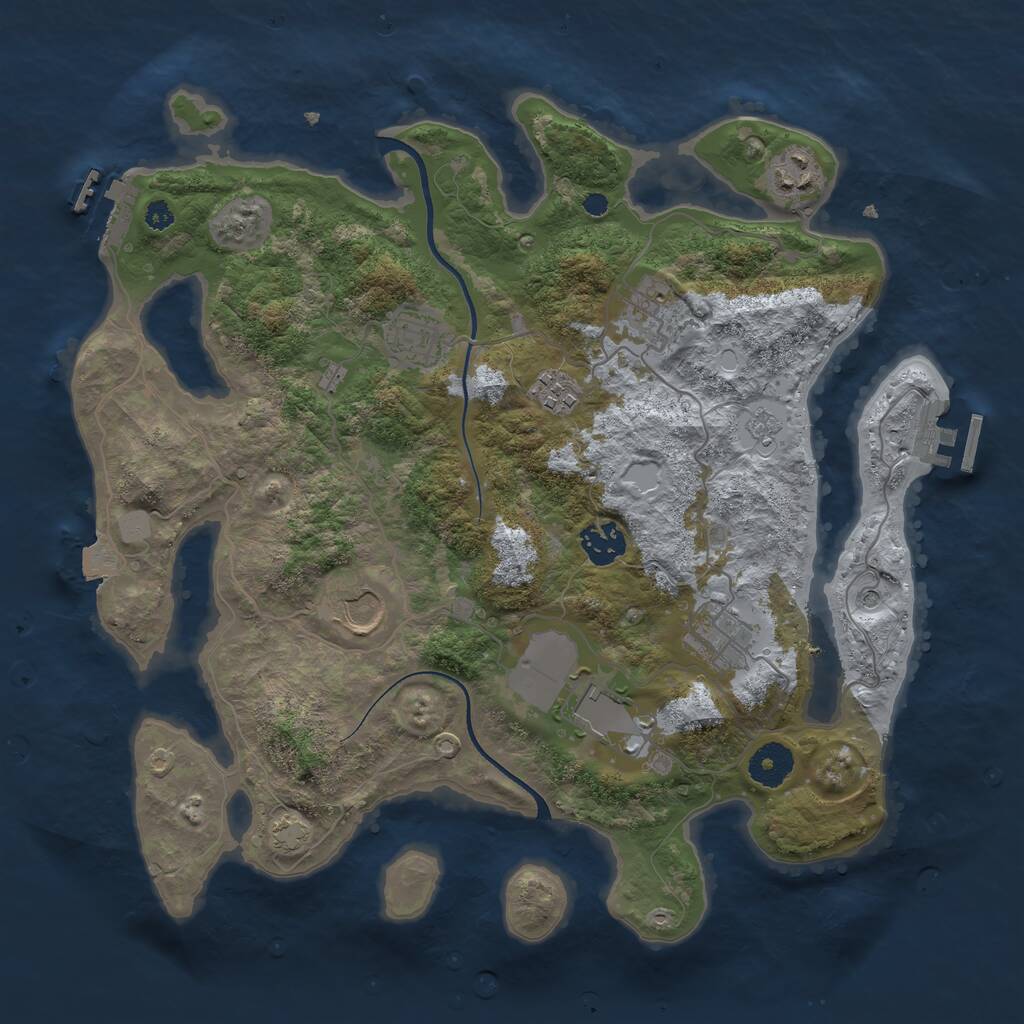 Rust Map: Procedural Map, Size: 3550, Seed: 354611, 14 Monuments