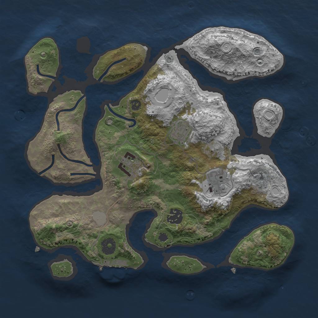 Rust Map: Procedural Map, Size: 3000, Seed: 1234567890, 10 Monuments