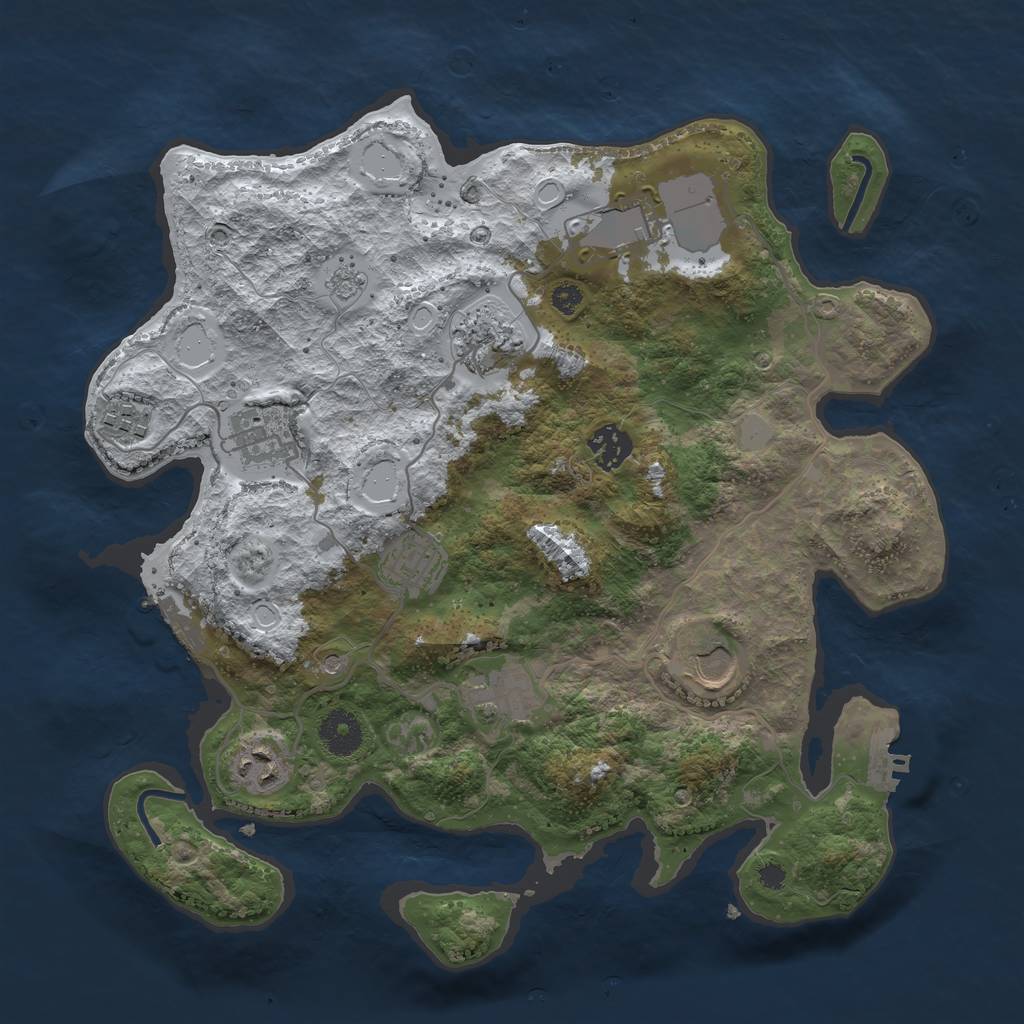 Rust Map: Procedural Map, Size: 3500, Seed: 683711637, 18 Monuments