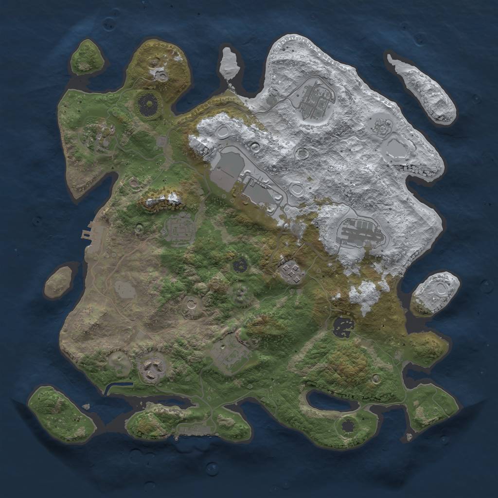 Rust Map: Procedural Map, Size: 3500, Seed: 1623103, 18 Monuments
