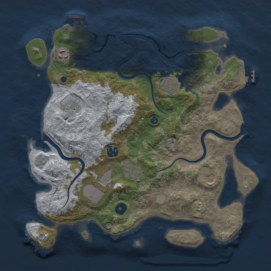 Rust Map: Procedural Map, Size: 3550, Seed: 96876, 14 Monuments