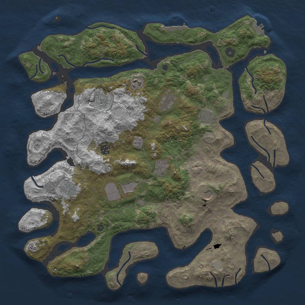 Rust Map: Procedural Map, Size: 4500, Seed: 6, 18 Monuments