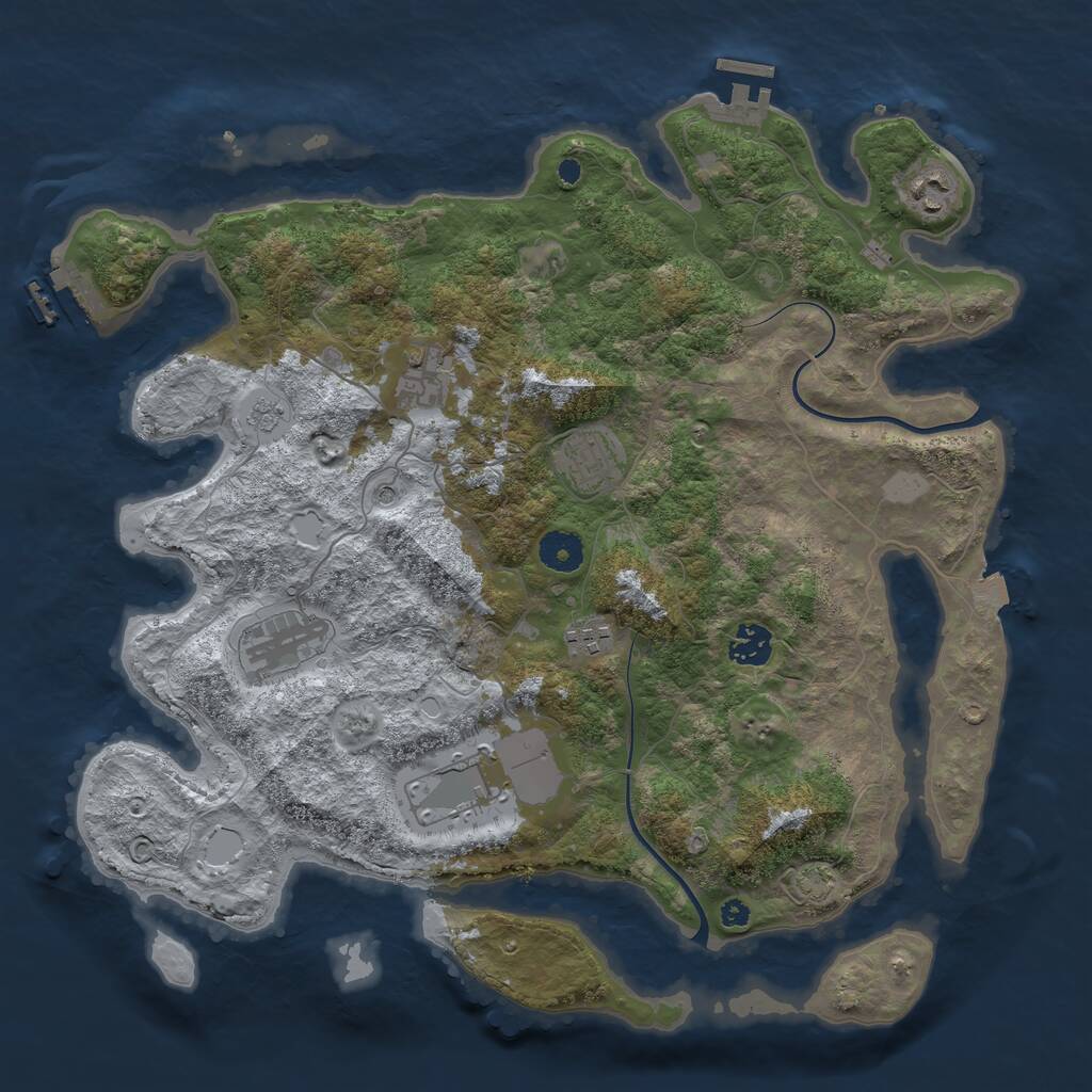 Rust Map: Procedural Map, Size: 3800, Seed: 708133, 13 Monuments