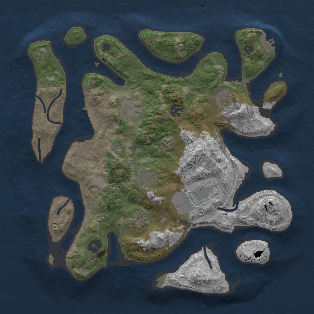 Rust Map: Procedural Map, Size: 3550, Seed: 970750, 14 Monuments