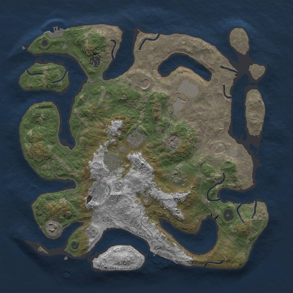Rust Map: Procedural Map, Size: 4000, Seed: 713582, 17 Monuments