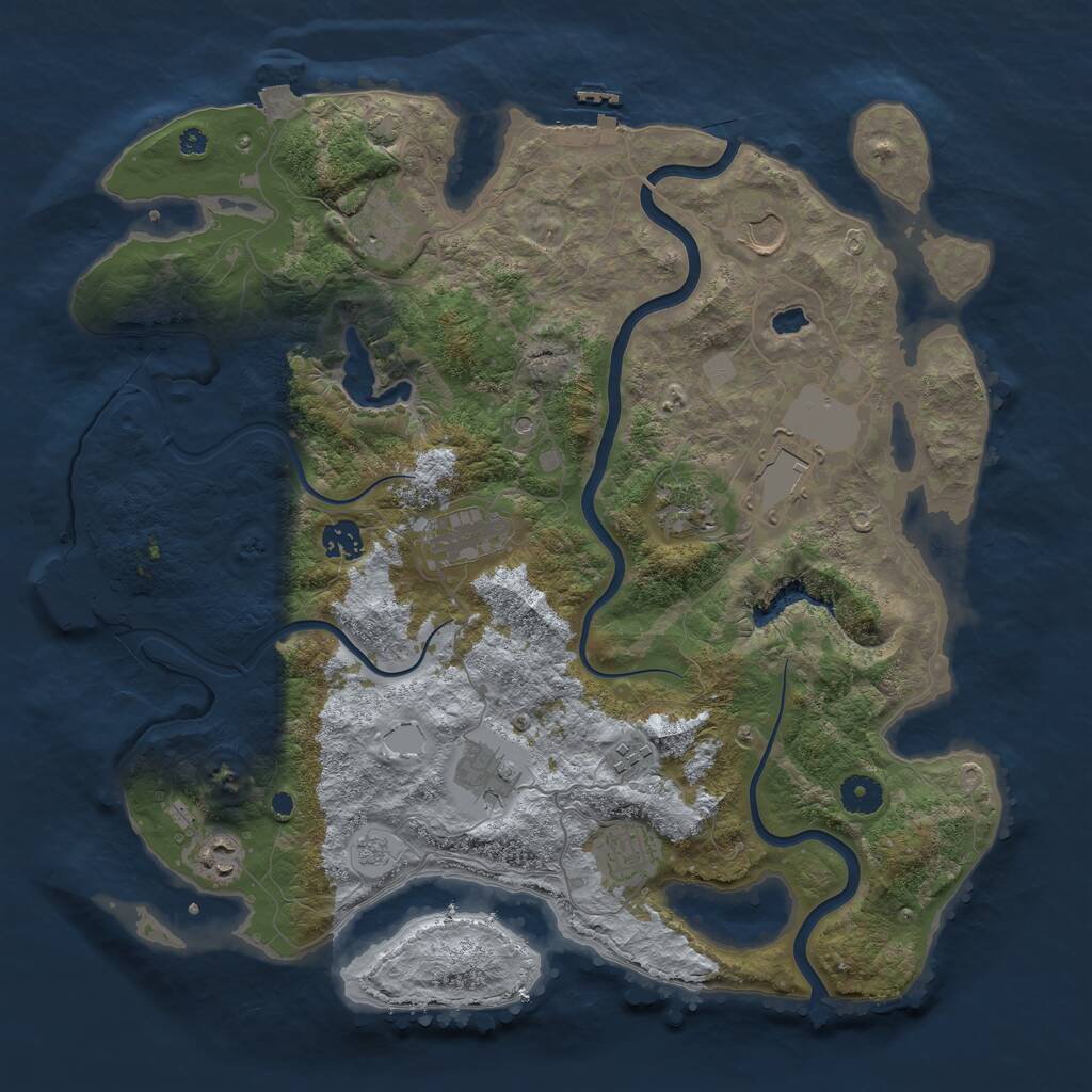 Rust Map: Procedural Map, Size: 4000, Seed: 713582, 16 Monuments