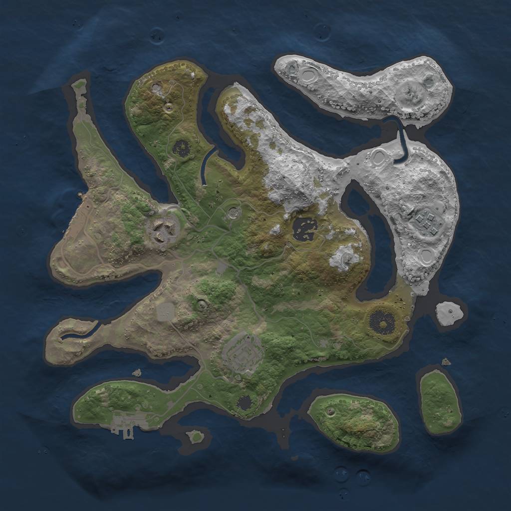 Rust Map: Procedural Map, Size: 3000, Seed: 970729, 12 Monuments
