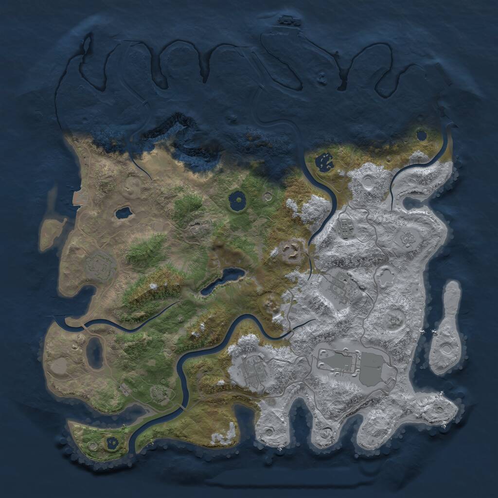 Rust Map: Procedural Map, Size: 4000, Seed: 911099, 13 Monuments