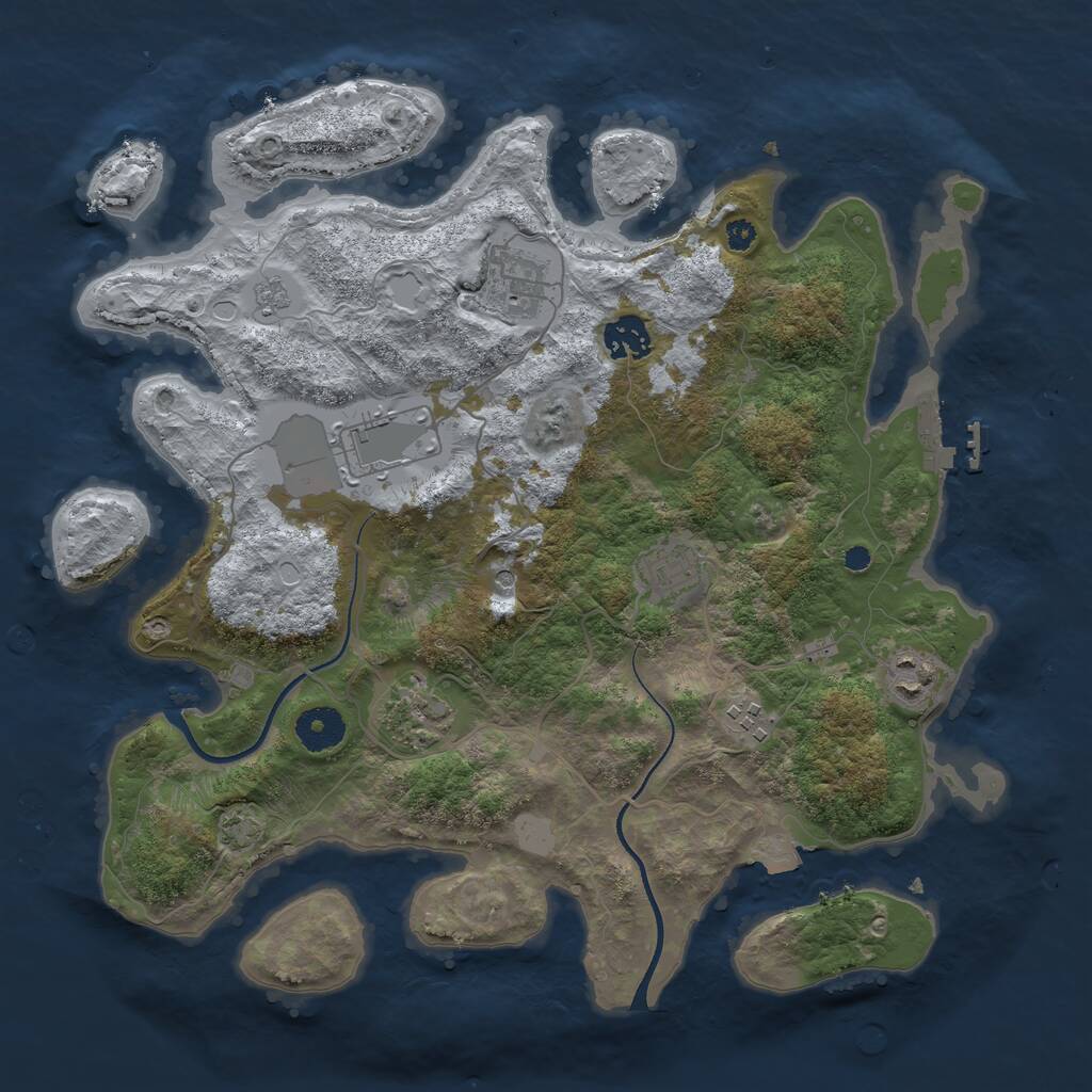 Rust Map: Procedural Map, Size: 3550, Seed: 554341, 12 Monuments