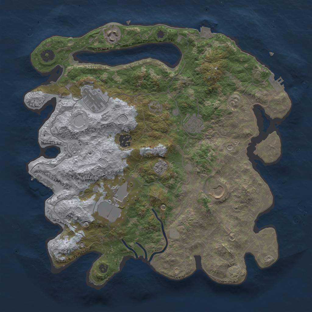 Rust Map: Procedural Map, Size: 3600, Seed: 649786360, 15 Monuments