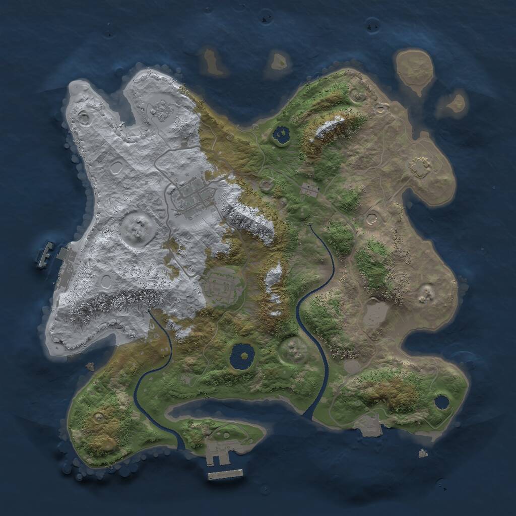 Rust Map: Procedural Map, Size: 3000, Seed: 143640, 8 Monuments