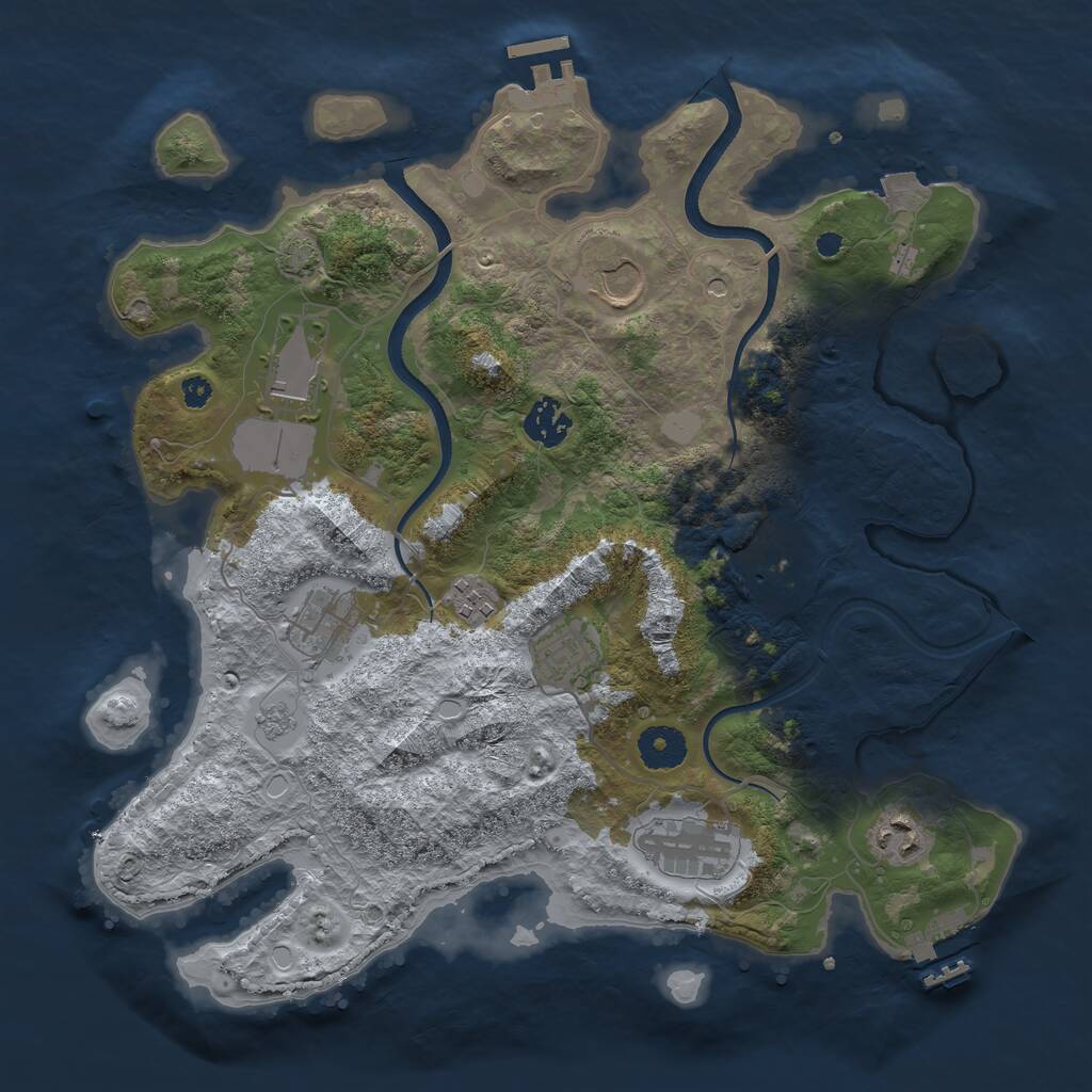 Rust Map: Procedural Map, Size: 3550, Seed: 11079, 15 Monuments