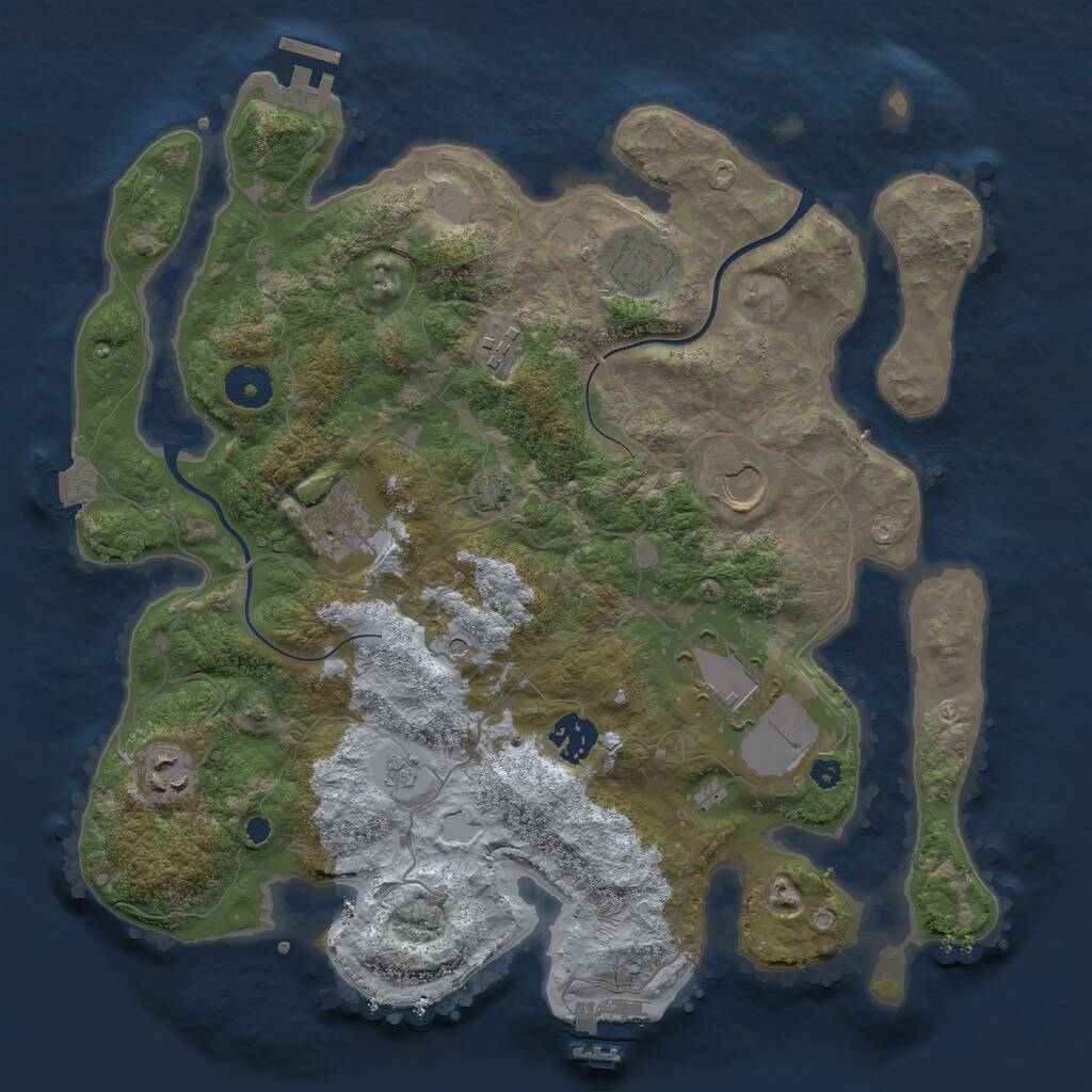 Rust Map: Procedural Map, Size: 3550, Seed: 511391, 13 Monuments