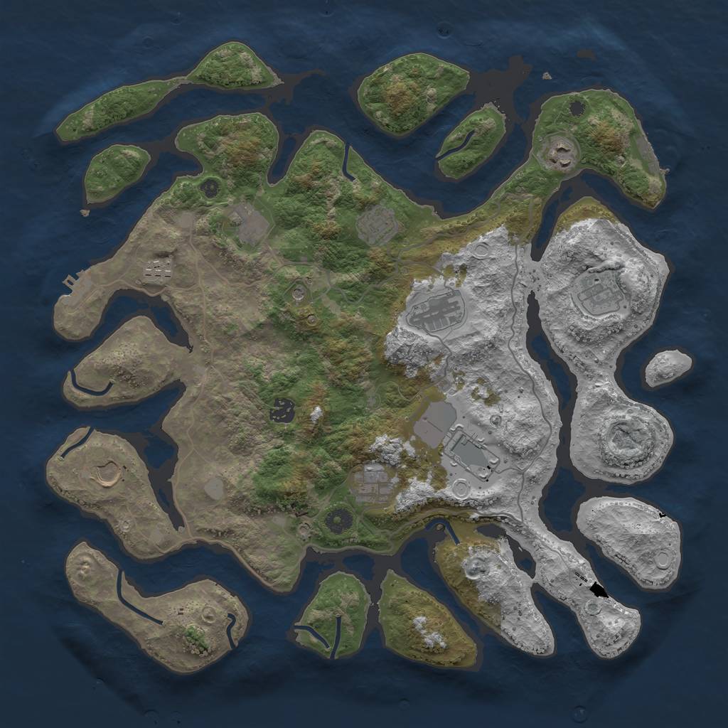 Rust Map: Procedural Map, Size: 4200, Seed: 487231597, 18 Monuments