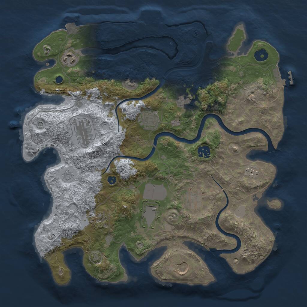 Rust Map: Procedural Map, Size: 3550, Seed: 239314, 16 Monuments