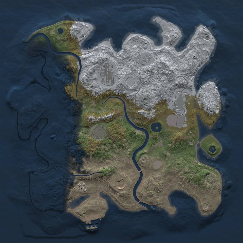 Rust Map: Procedural Map, Size: 3550, Seed: 384278, 10 Monuments