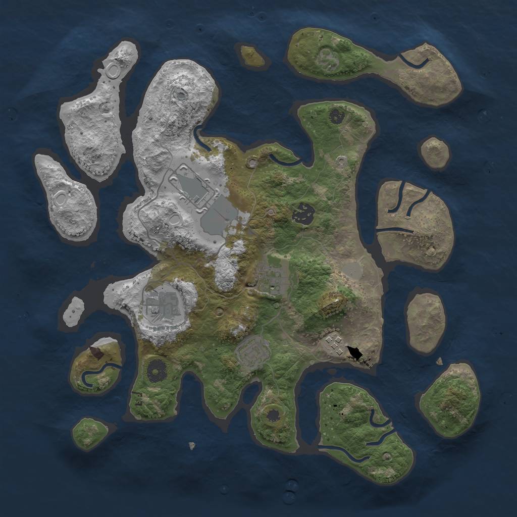 Rust Map: Procedural Map, Size: 3550, Seed: 886986, 11 Monuments