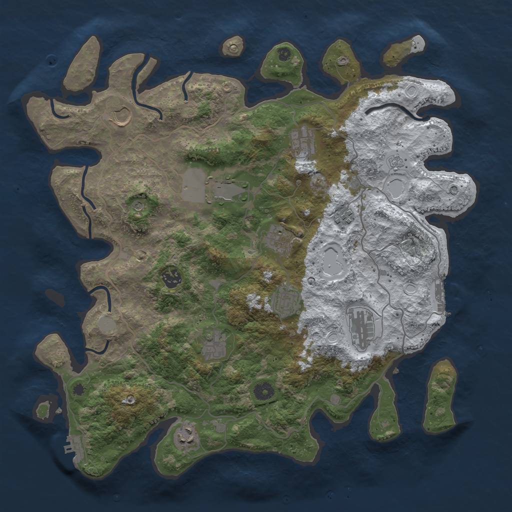 Rust Map: Procedural Map, Size: 4000, Seed: 836785, 19 Monuments
