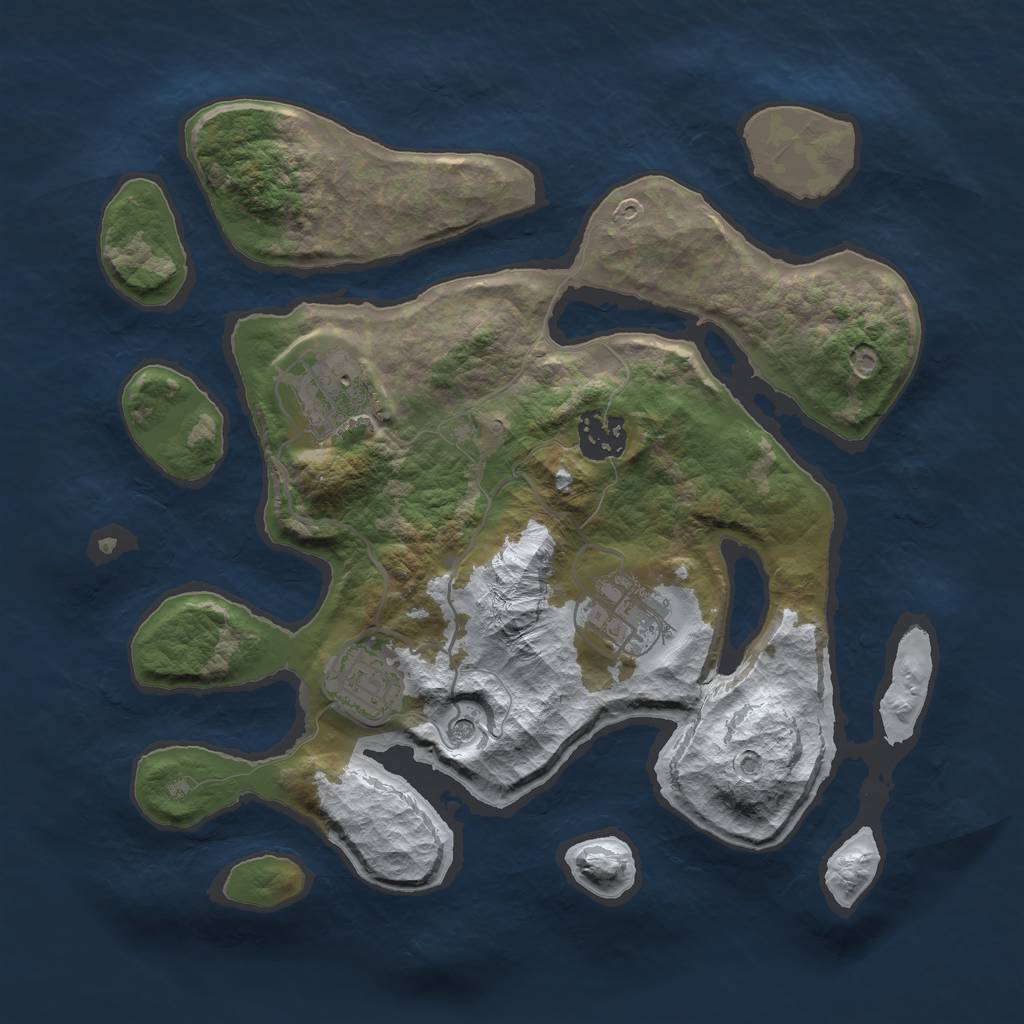 Rust Map: Barren, Size: 3000, Seed: 1236, 7 Monuments
