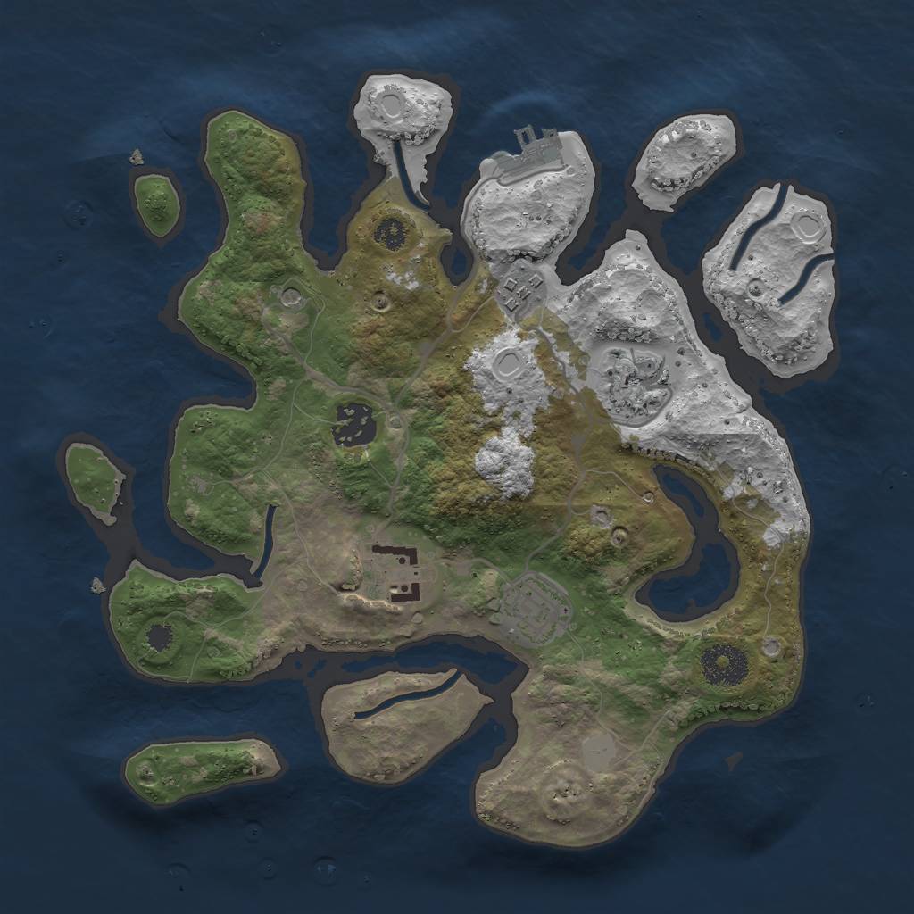 Rust Map: Procedural Map, Size: 3000, Seed: 1939054190, 12 Monuments