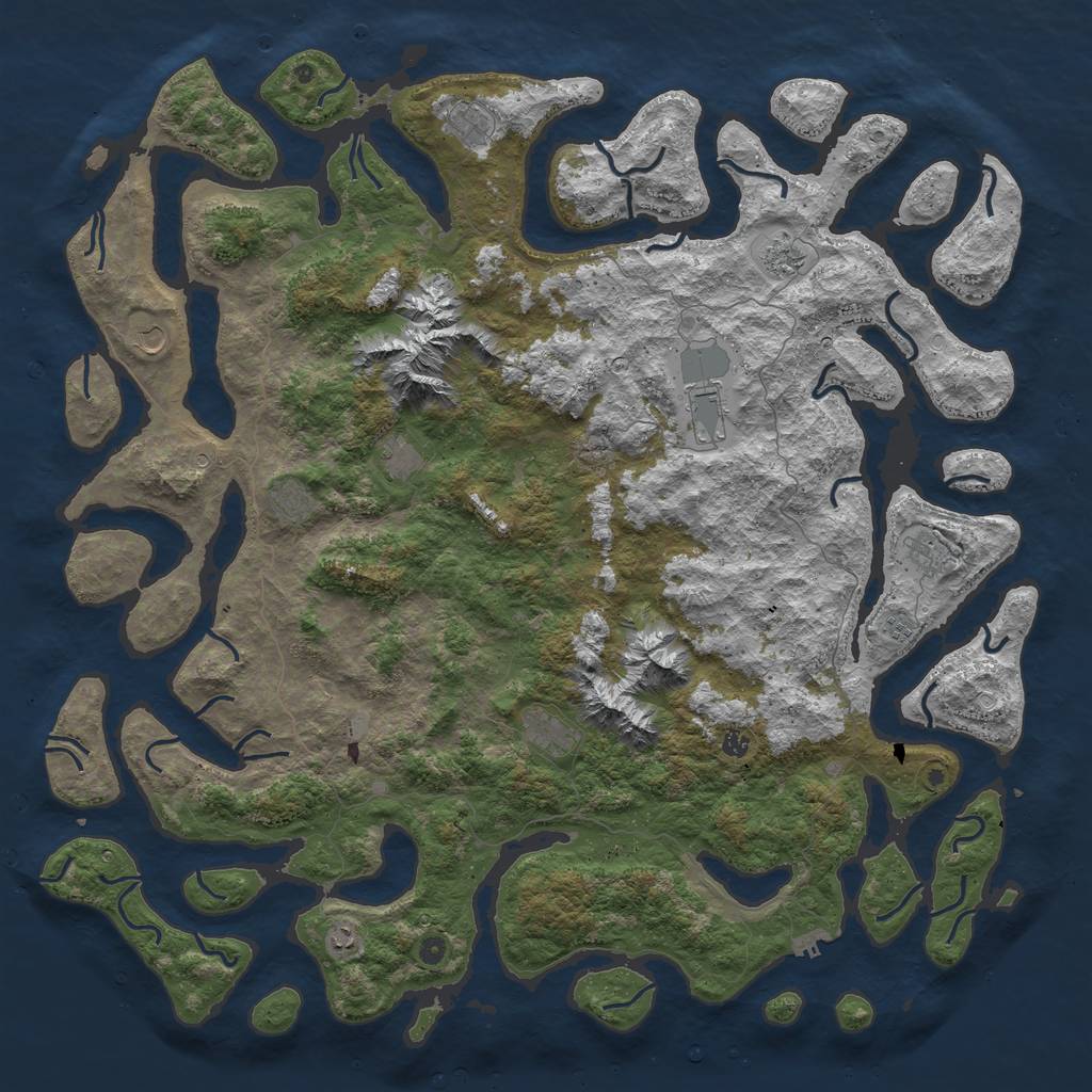 Rust Map: Procedural Map, Size: 6000, Seed: 673899, 18 Monuments