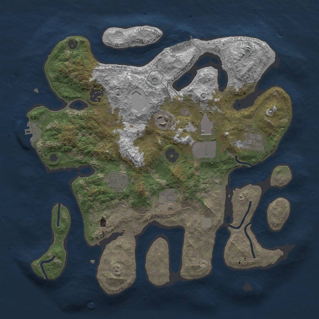 Rust Map: Procedural Map, Size: 3500, Seed: 958475002, 14 Monuments