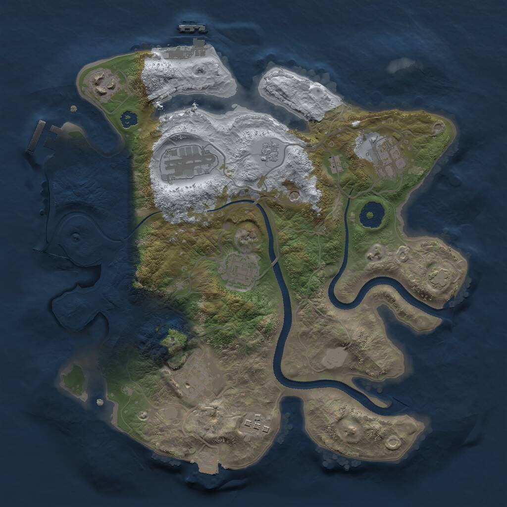 Rust Map: Procedural Map, Size: 3000, Seed: 865615, 12 Monuments