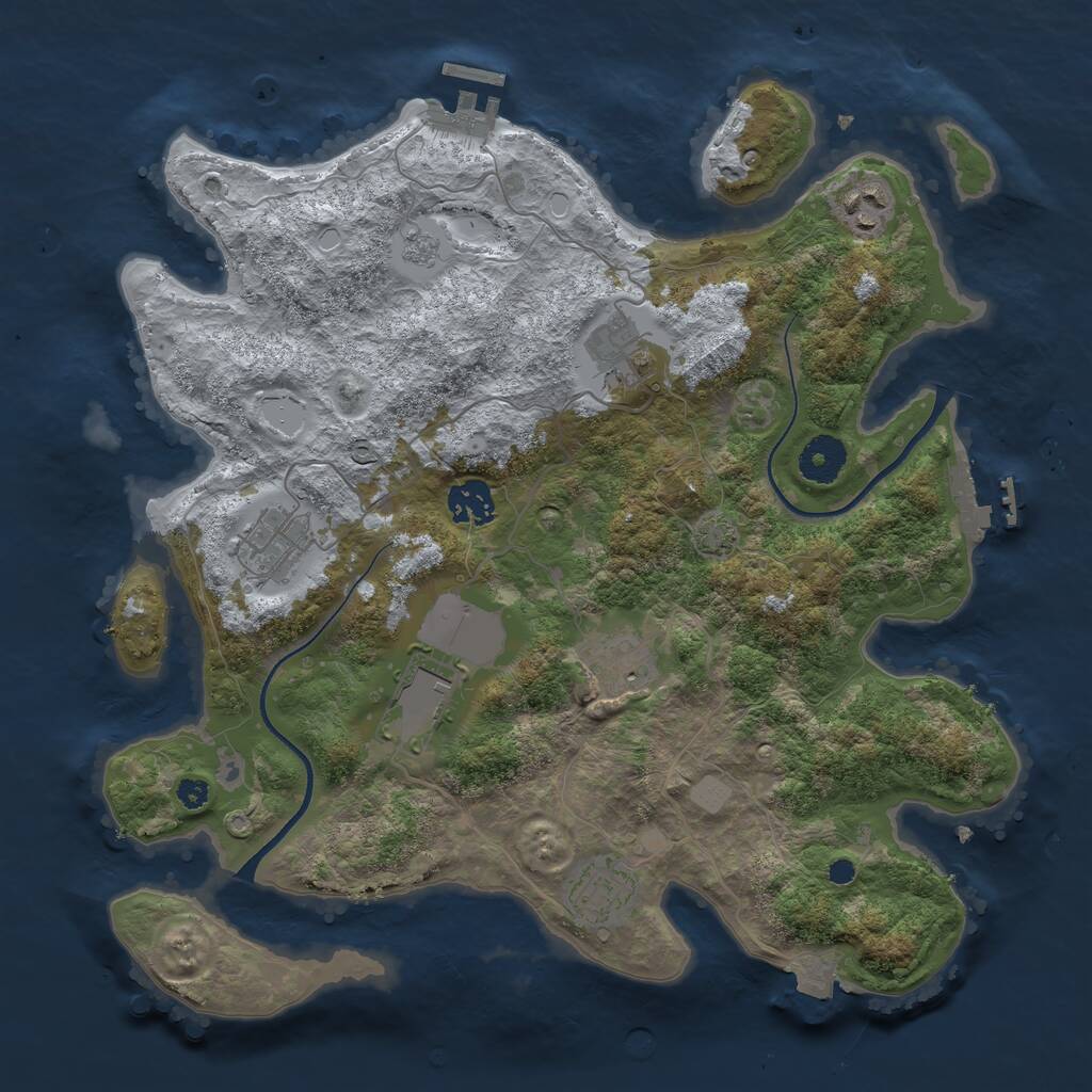 Rust Map: Procedural Map, Size: 3500, Seed: 409858490, 12 Monuments