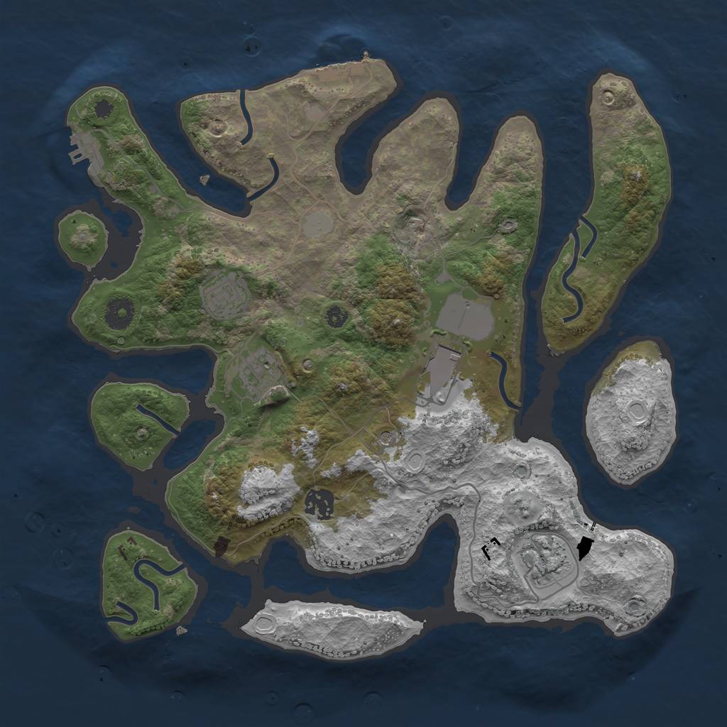 Rust Map: Procedural Map, Size: 3500, Seed: 5766952, 13 Monuments