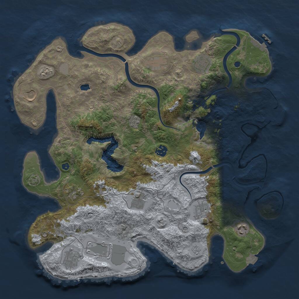 Rust Map: Procedural Map, Size: 4000, Seed: 436535, 17 Monuments