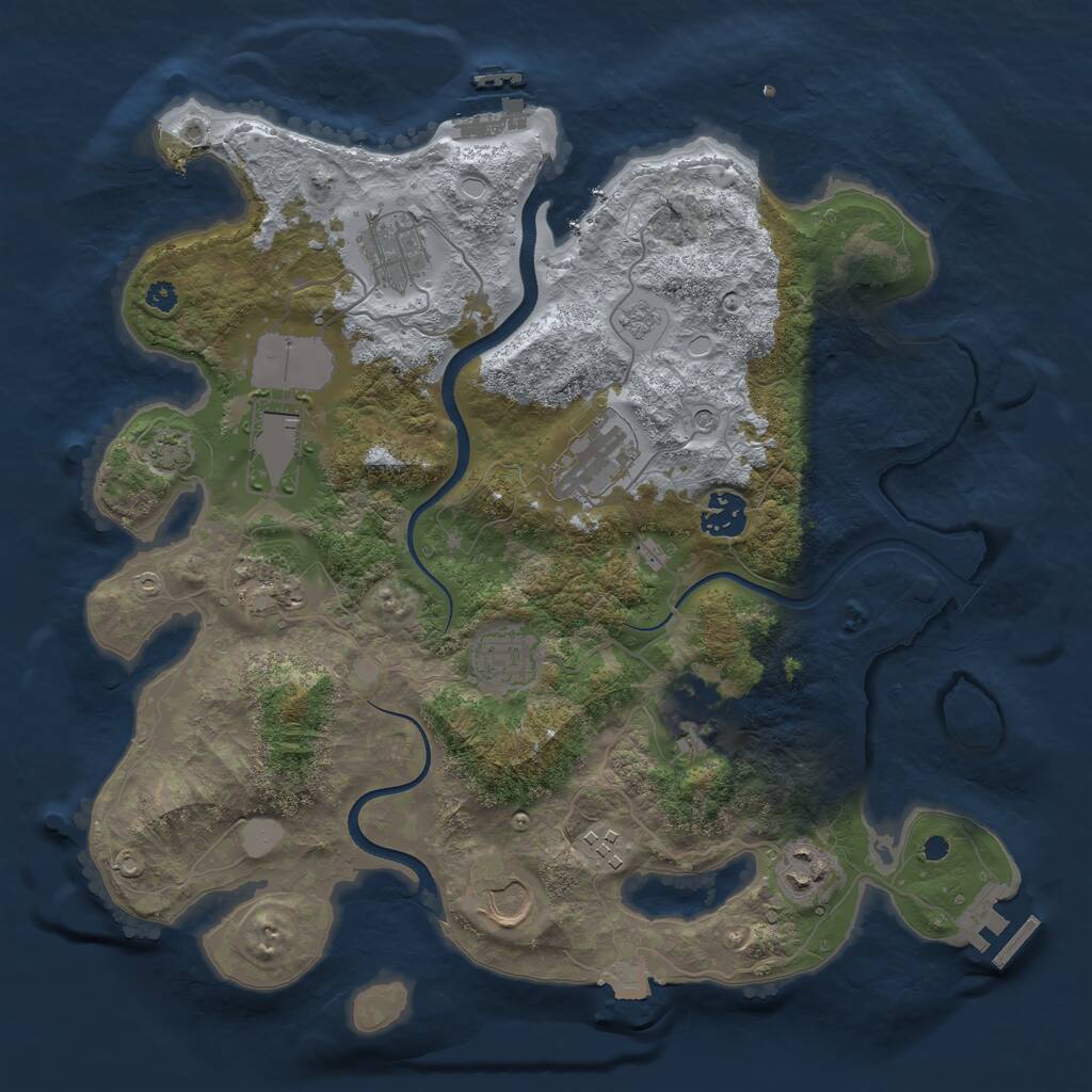 Rust Map: Procedural Map, Size: 3550, Seed: 590686, 16 Monuments
