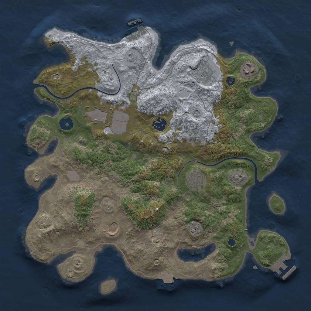 Rust Map: Procedural Map, Size: 3550, Seed: 590686, 13 Monuments
