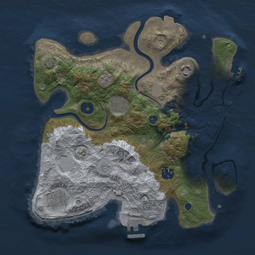 Rust Map: Procedural Map, Size: 3000, Seed: 104216503, 11 Monuments