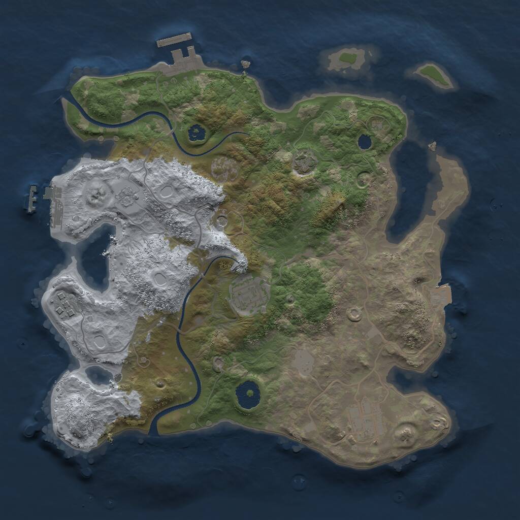 Rust Map: Procedural Map, Size: 3000, Seed: 837030, 9 Monuments