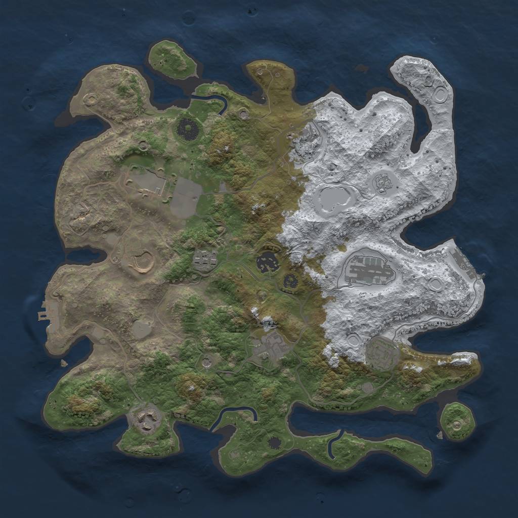 Rust Map: Procedural Map, Size: 3550, Seed: 141961, 18 Monuments