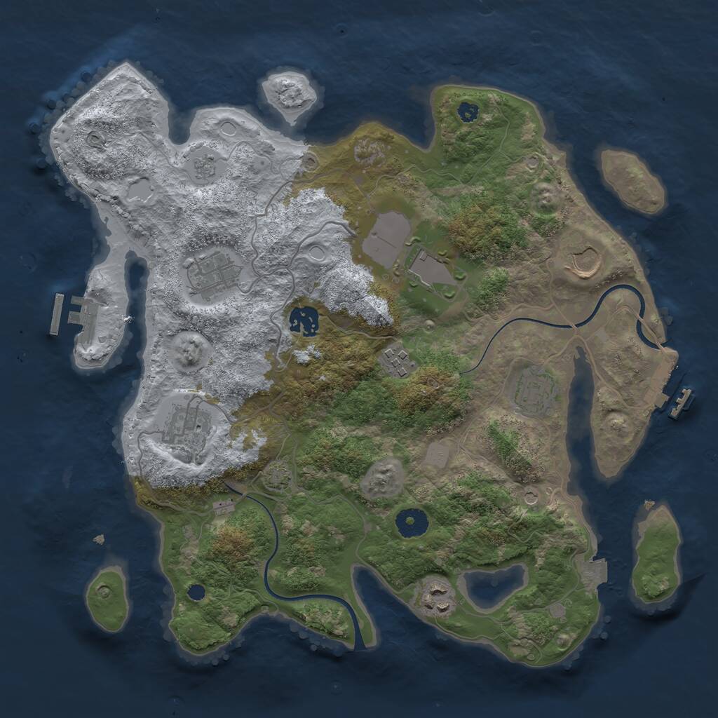 Rust Map: Procedural Map, Size: 3500, Seed: 986443, 14 Monuments