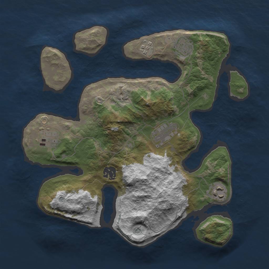 Rust Map: Barren, Size: 3000, Seed: 793436, 9 Monuments