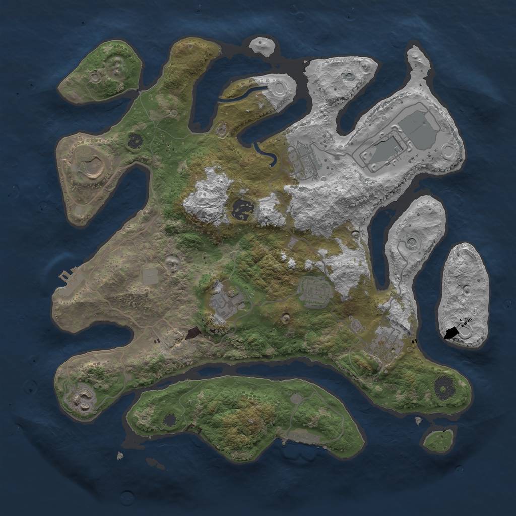 Rust Map: Procedural Map, Size: 3550, Seed: 882766, 16 Monuments