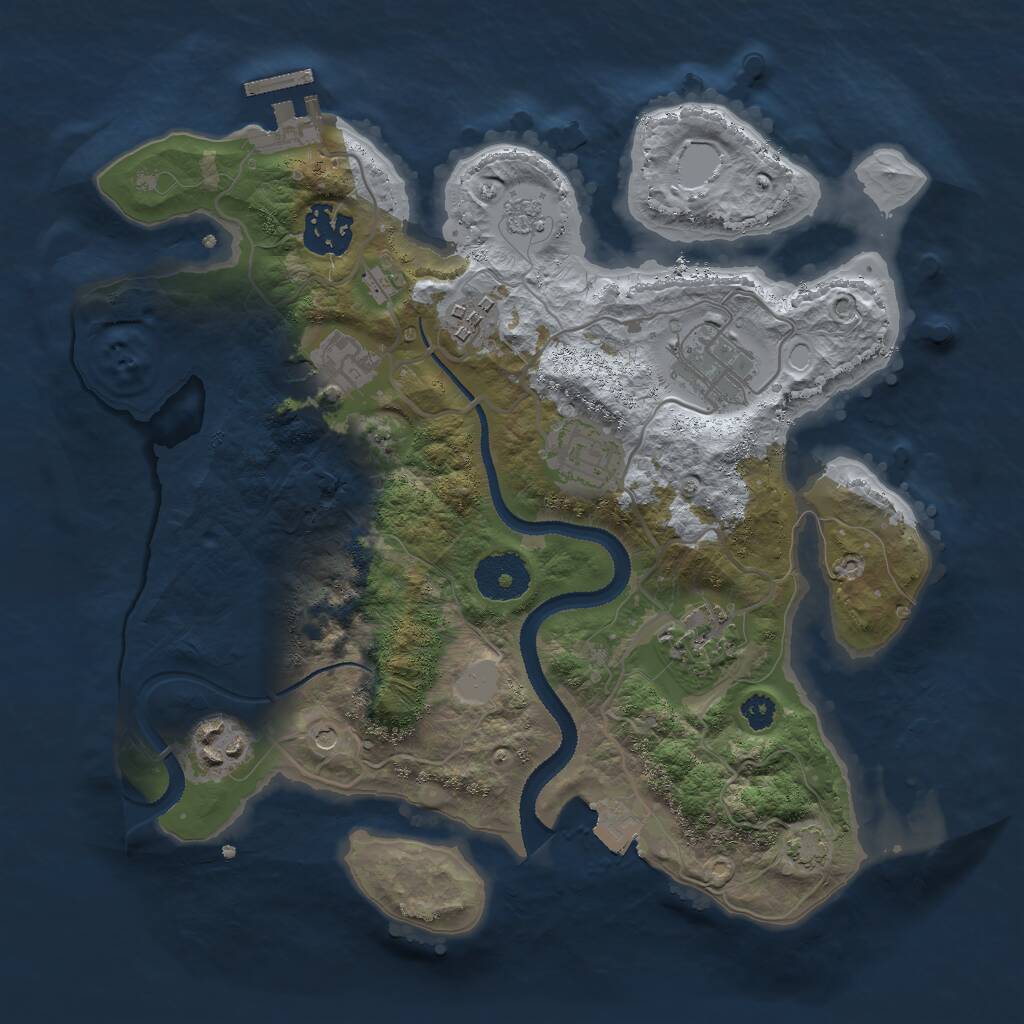 Rust Map: Procedural Map, Size: 3000, Seed: 774591, 12 Monuments